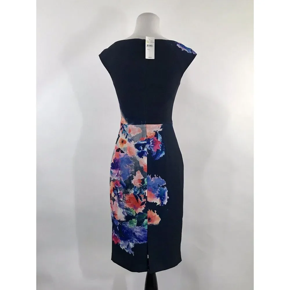 Black Halo Wishing Well Floral Jackie‎ O Sheath Dress Navy Multi 0 glam chic